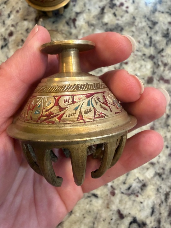 Vintage Indian Brass Elephant Claw Bells (Set of 3) - Picture 8 of 10